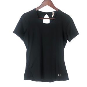 Under Armour Black Fitted Heatgear Short Sleeve Athletic T-Shirt Top Women Small